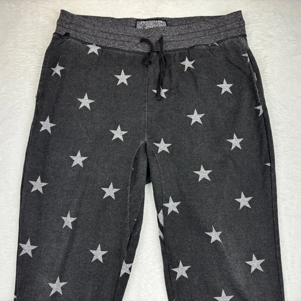 Brooklyn Cloth Mens Star Print Joggers Charcoal Grey Sweatpants Size L